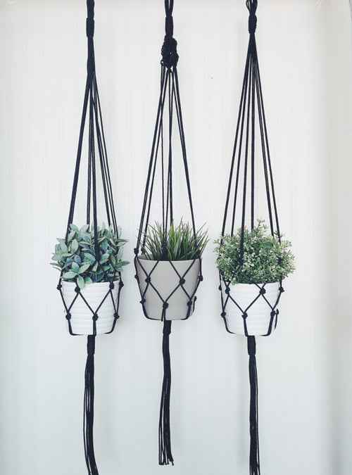 Macrame Plant Hanger - Vintage-Inspired Nylon 45" Hanging Planter - LUXE Home Collection Co