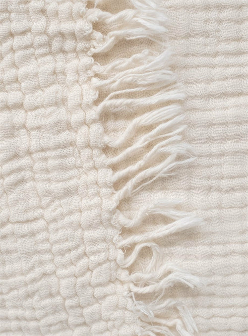 Organic Cotton Throw Blanket Beige - Boho Style | Oeko-Tex Certified