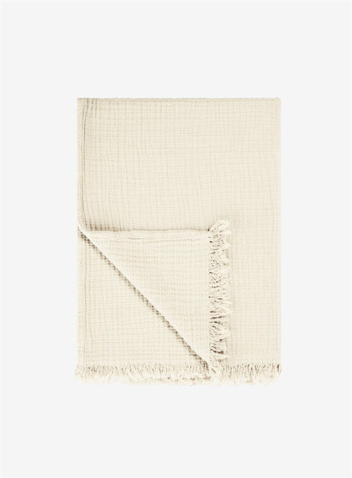 Organic Cotton Throw Blanket Beige - Boho Style | Oeko-Tex Certified