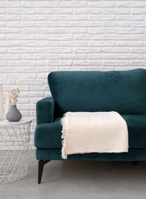 Organic Cotton Throw Blanket Beige - Boho Style | Oeko-Tex Certified