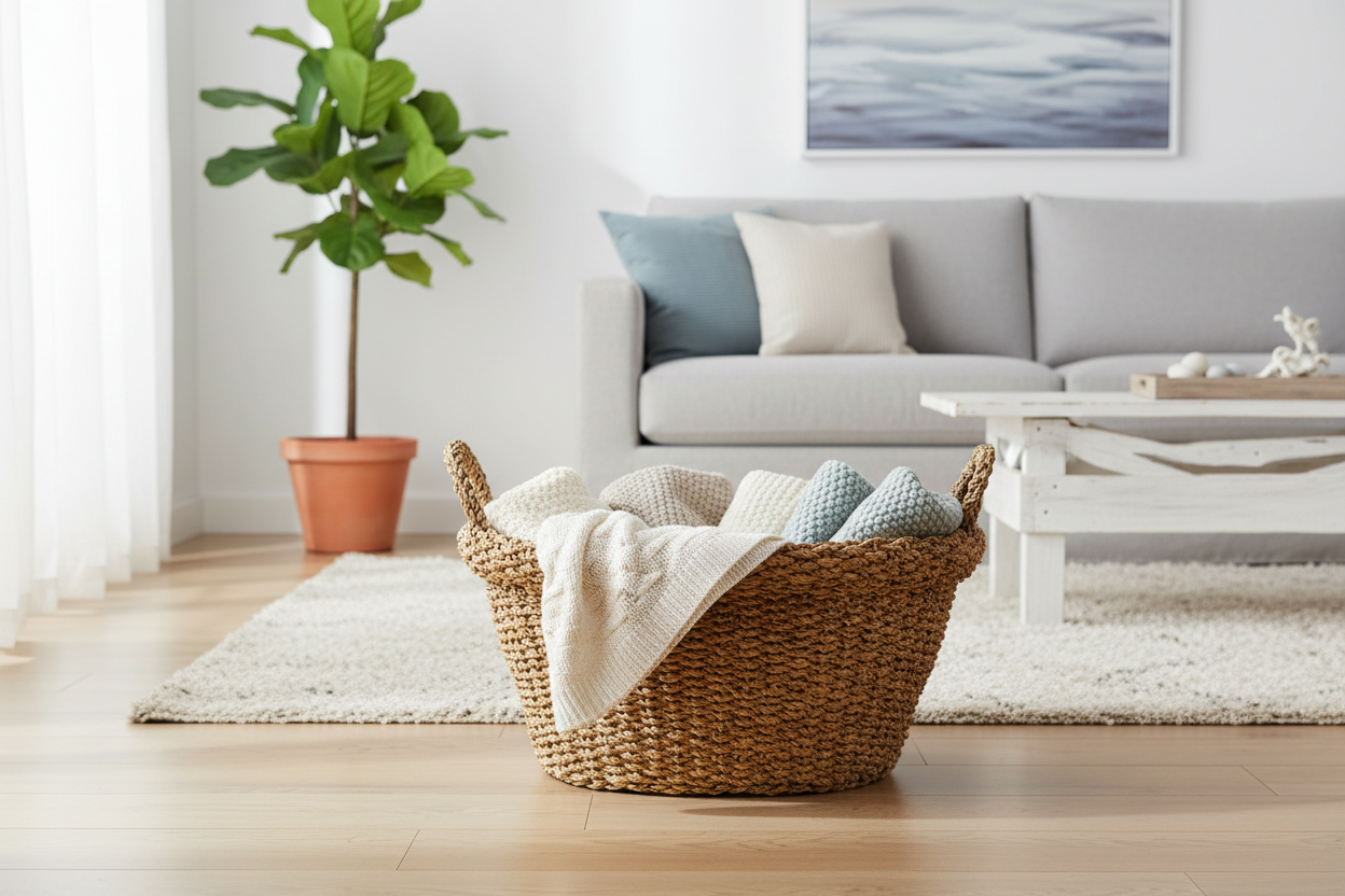 Living Room Blanket Storage