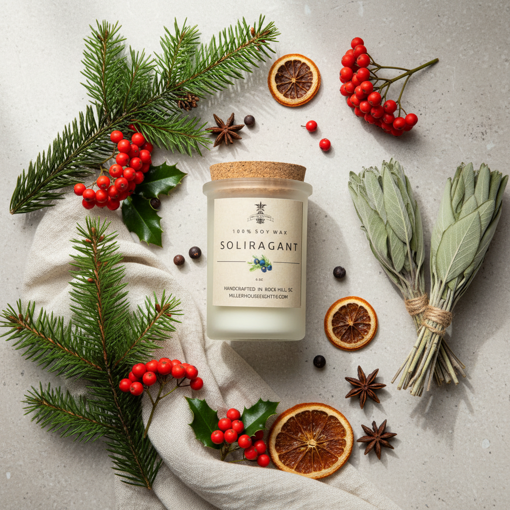 Nature-inspired flat-lay scene