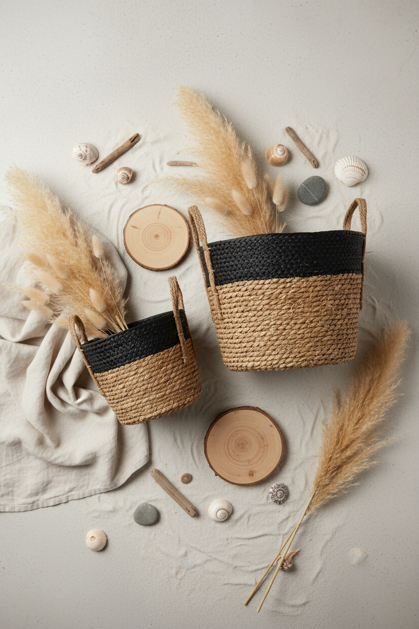 Overhead coastal flat-lay