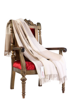 Alpaca Wool Blanket - Beige Checkered Plaid Throw for Bed & Sofa