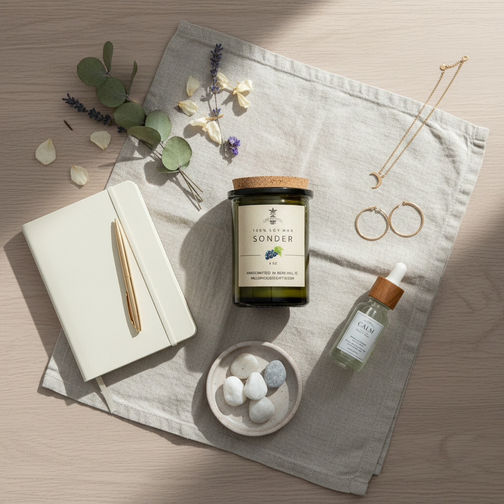 Spa-inspired self-care flat-lay