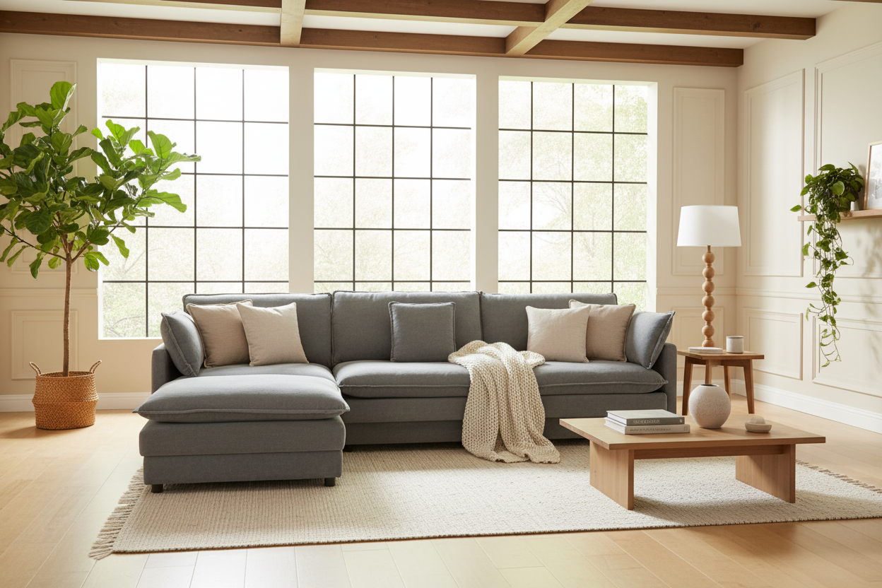 Wide-angle living room scene