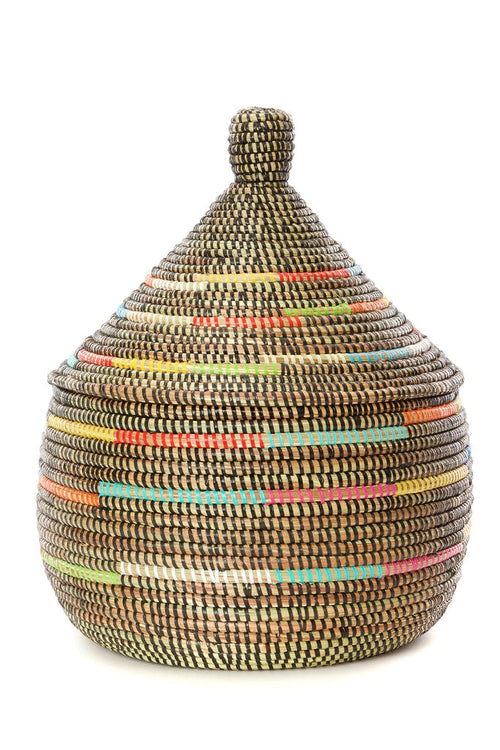 Kenya Sisal Warming Basket with Lid 12" | Handwoven African Storage Basket